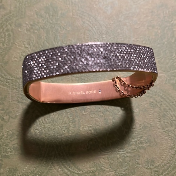 Michael Kors Cuff Bracelet Rose Gold Tone w Gray Stones - Picture 3 of 6